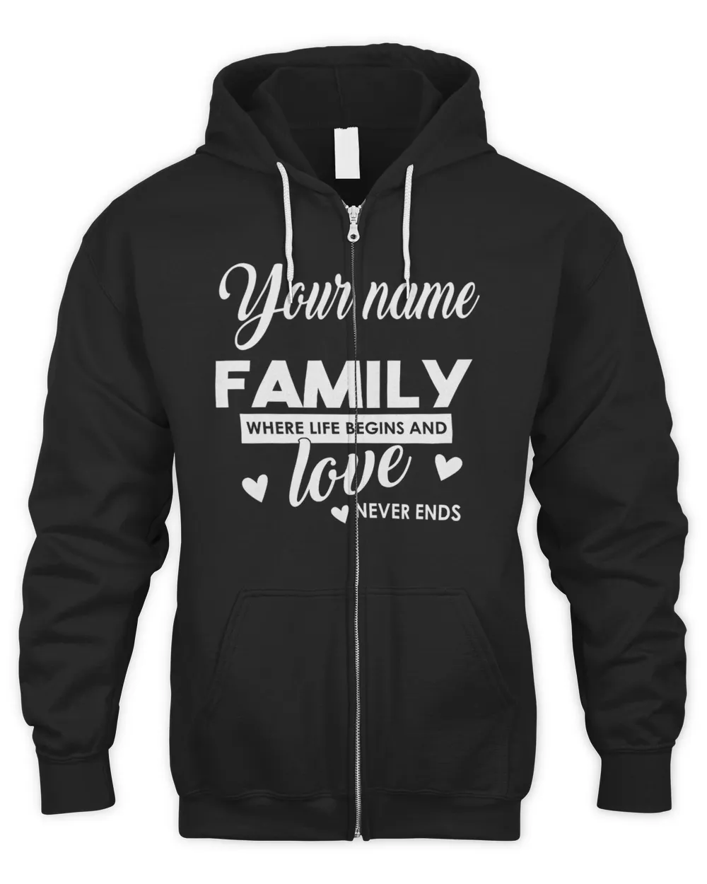 YOUR NAME - FAMILY WHERE LIFE BEGINS AND LOVEE Men's Zip Hoodie black s