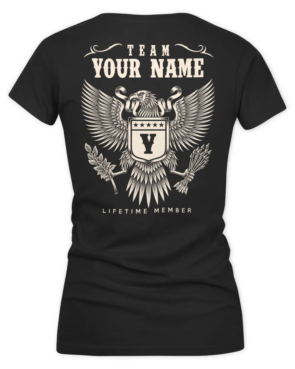Team YOUR NAME . Back Design Women's V-Neck T-Shirt black s