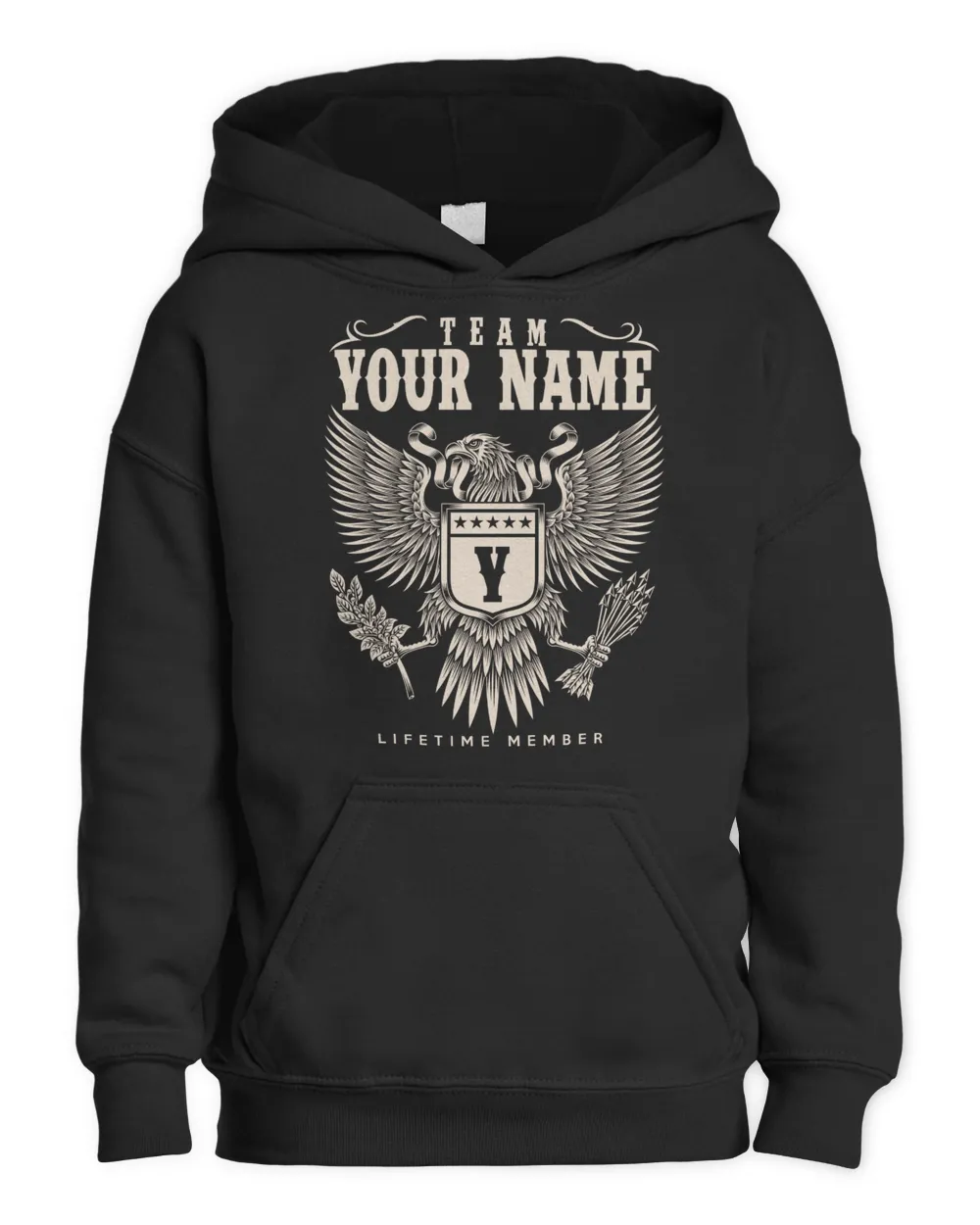 Team YOUR NAME Kids Pullover Hoodie black xs