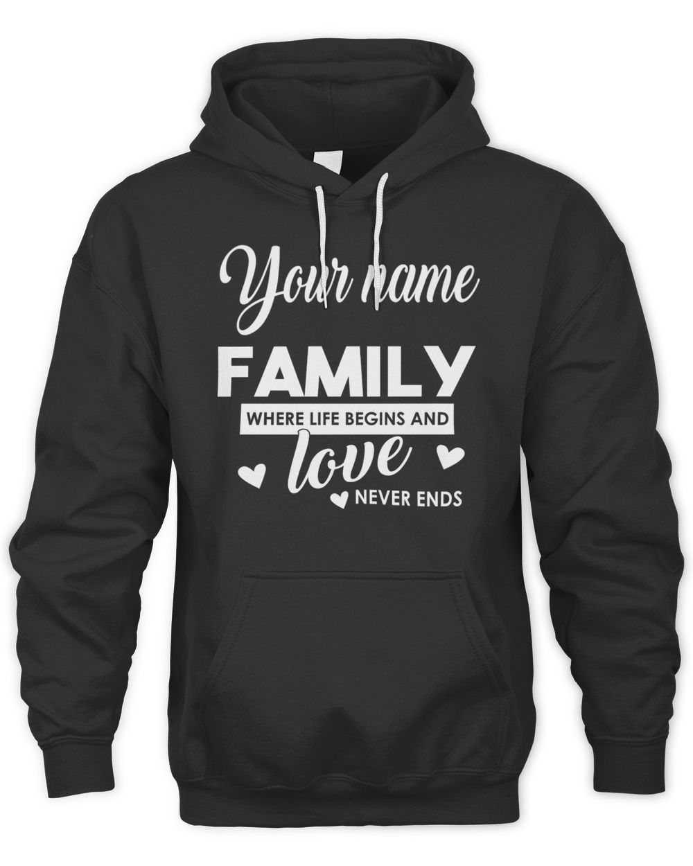 YOUR NAME - FAMILY WHERE LIFE BEGINS AND LOVEE Unisex Hoodie black s