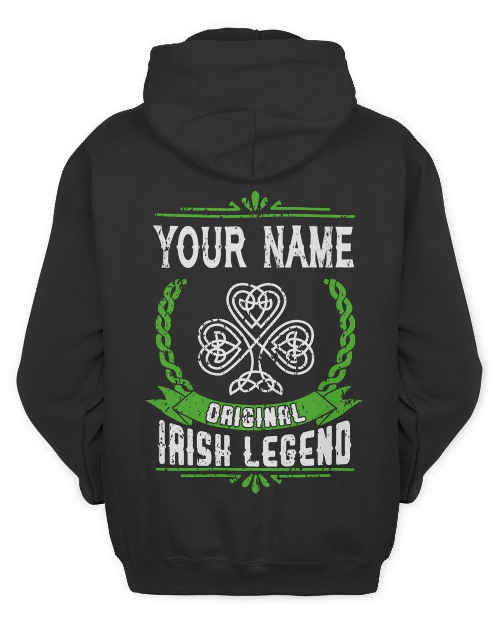 YOUR NAME - ORIGONAL IRISHH LEGEND- PRINT ON THE BACK Men's Zip Hoodie black s
